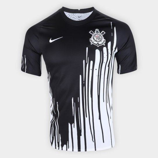 Camisa Corinthians Pré-Jogo Nike Masculina Branco-Preto Torcedor