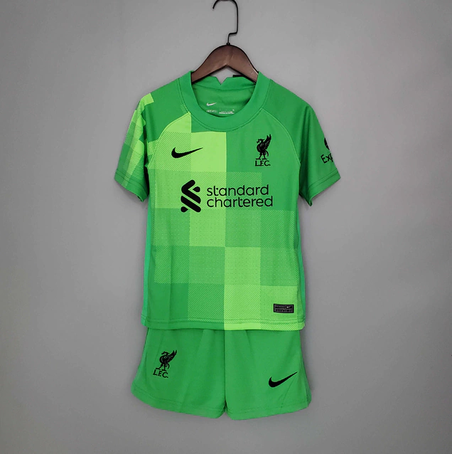 Conjunto Infantil Liverpool Goleiro Verde - Camisa e Shorts - Nike