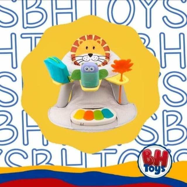 Maxibaby Cadeira de Atividades Funny 360° com Piano Musical Leão, 2 em 1,  Base giratória, Brinquedos Interativos com Luzes e Som (Até 18kgs),  Multicolorido