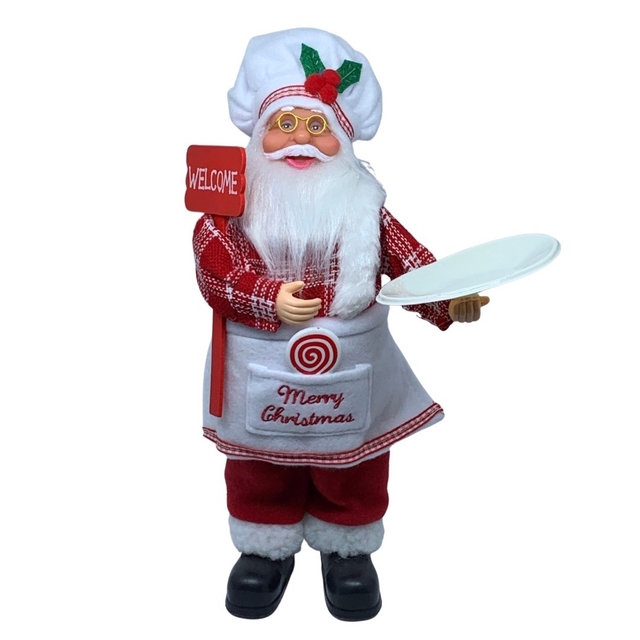 Boneco Papai Noel Chef de Cozinha - Cozinheiro com avental e chapéu