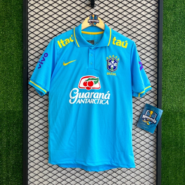 Camisa Seleção Brasileira Azul Bebe Gola Polo de Treino