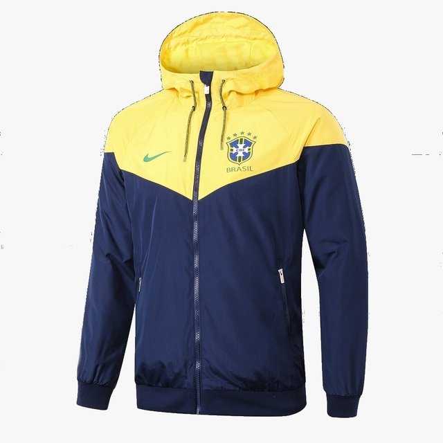 Blusa Corta Vento Seleção Brasileira Nike Masculina - Amarelo e Azul