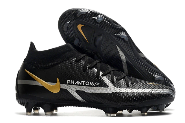 Chuteira Nike Phantom GT2 Dynamic Fit Elite | Preto e Dourado