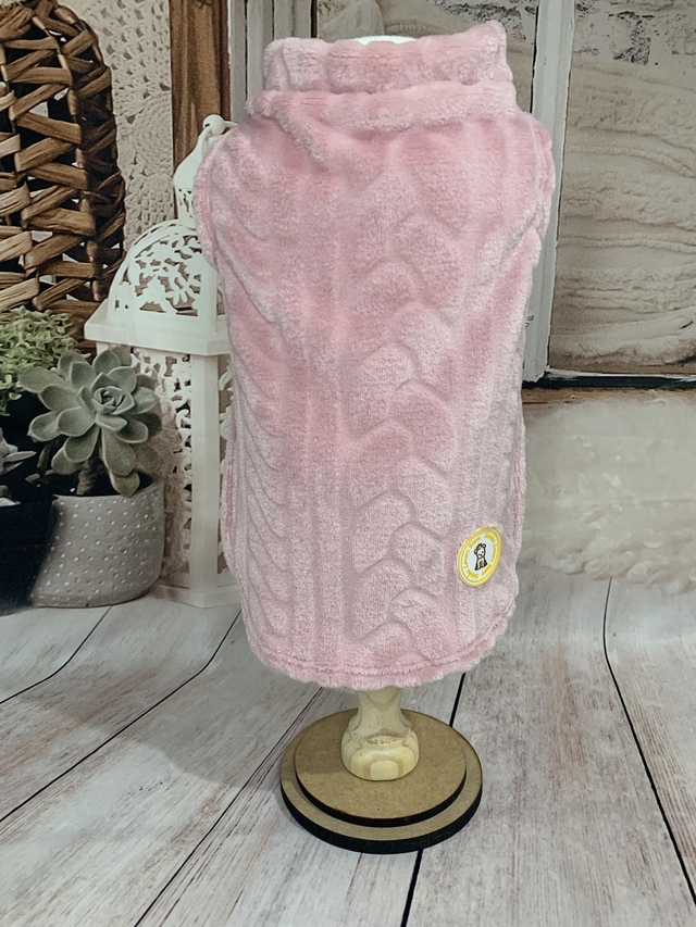 Colete de Inverno Fleece Tricot Rosa para cachorro e gato