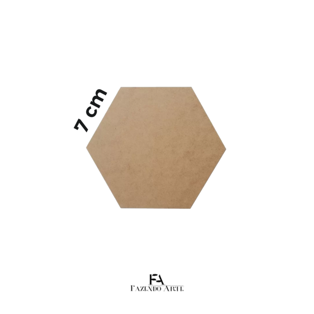 Placa hexagonal 7cm lado em mdf cru 9mm – Fazendo Arte