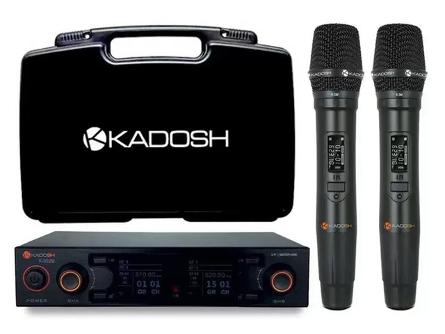 Microfone Profissional Sem Fio Duplo K502M - Kadosh
