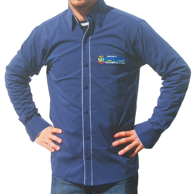 Camisa Social Masculina Personalizada - Azul Marinho