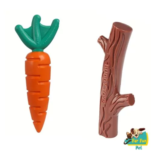 Brinquedo Mordedor Nylon Cenoura e Graveto Buddy Toys Único