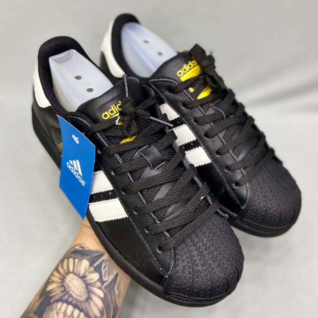 adidas superstar black and white and gold