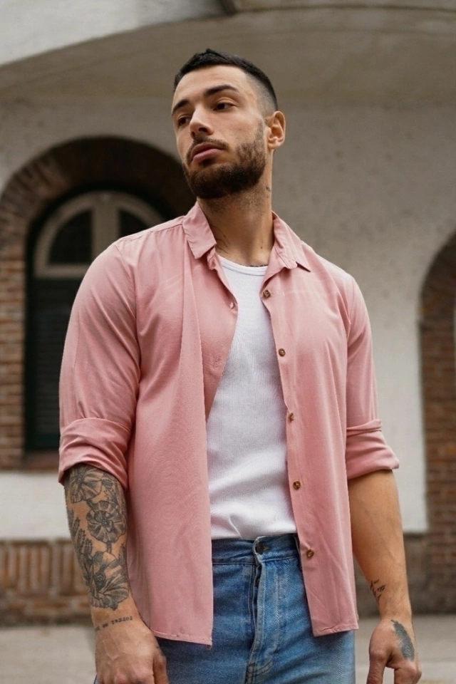 Camisa Manga Larga Rosa