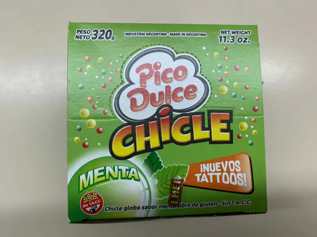Chicle Pico Dulce de Menta con Tattoos x caja de 80 unidades