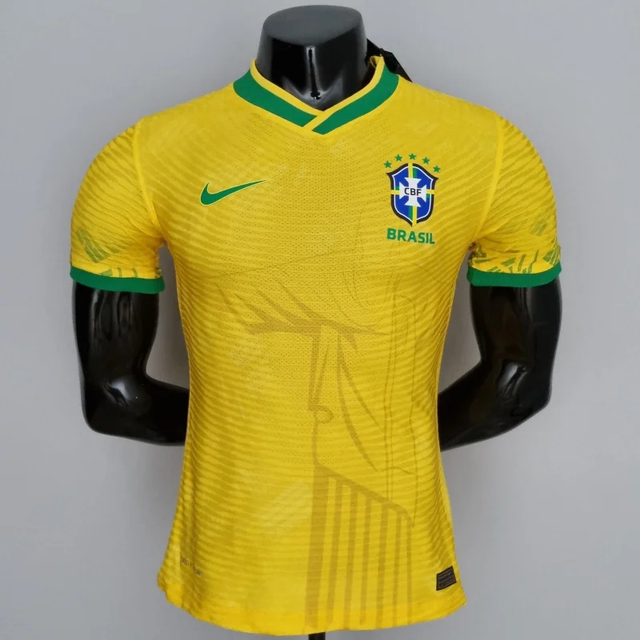 Nova Camisa Edição Jogador Brasil Versão Cristo Redentor Amarela 20