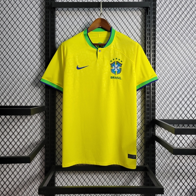 Camisa Seleção Brasileira Titular 2022 Torcedor Nike Masculina Amarelo