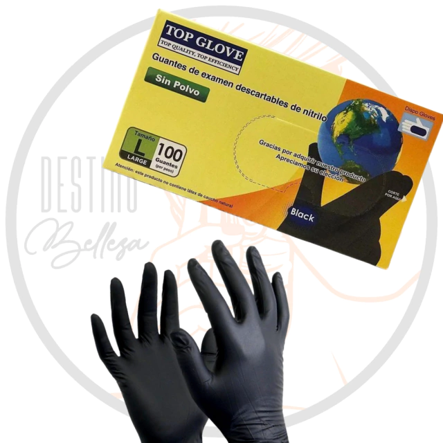 Guantes Nitrilo Negro - Top Glove - Destino Belleza