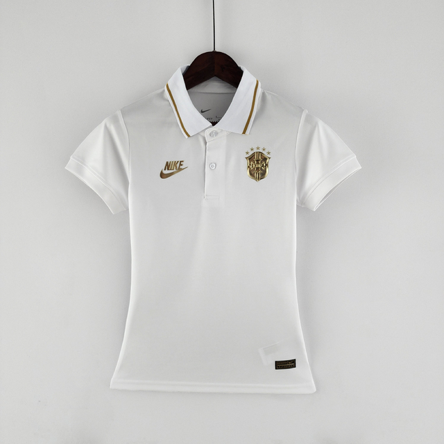 Más lejano Qué Prohibir Camisa Brasil Polo - Branca e Dourada - Nike - Feminino