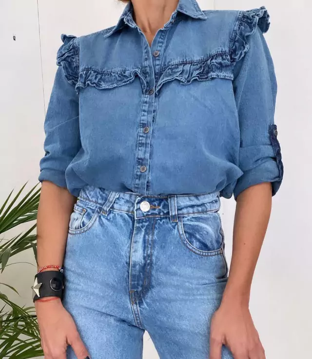 Camisa de Jean con Volados - Comprá de Mujer