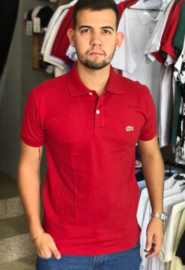 Camisa Polo Lacoste Basica Vermelha - Canguru Store