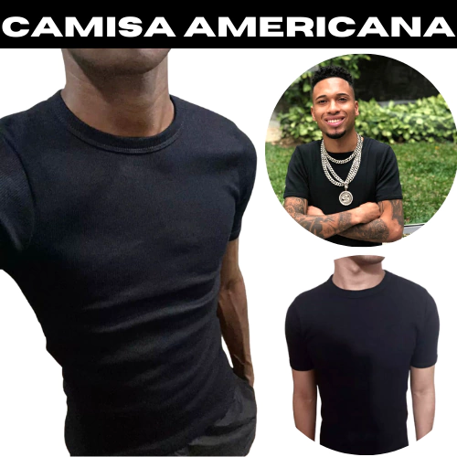 Camisa Justa Americana Premium - Estlio Gringa Canelada em Ribana Preta