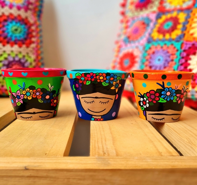 Trio vasos de cerâmica - Frida Kahlo - DasTrinds