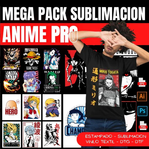 Mega Pack Plantillas Sublimación Vector Anime +1000 Diseños