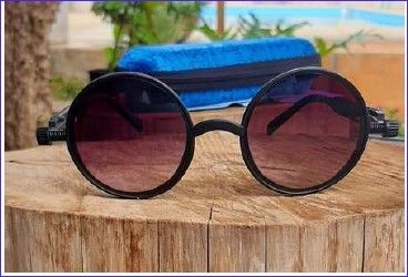 Óculos de Sol Steampunk Proteção Lateral Mola Alok Preto Retro Vintage  Circular Redondo