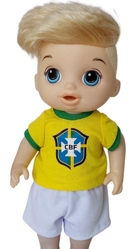 Roupa Boneca Bebê Reborn Uniforme Da Copa Pronta Entrega