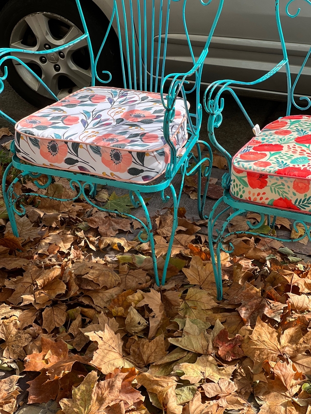 Almohadones para silla antigua de exterior