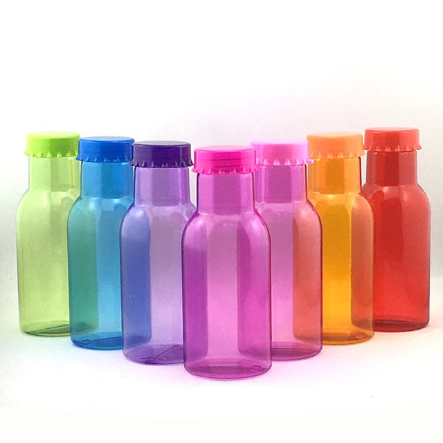 Botellitas de colores en plástico reutilizable 250ml.