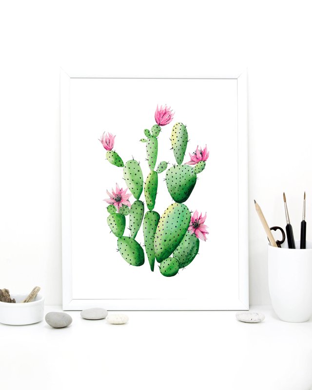 Cuadro Cactus Con Flores - Comprar en Marnie Arte