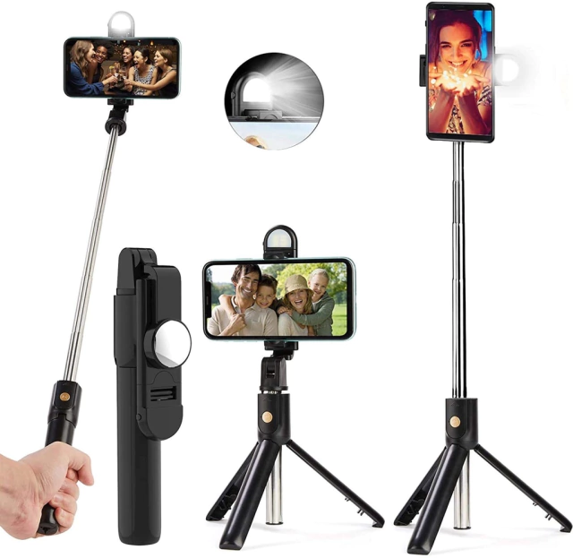 Monopod selfie stick con flash Artiko
