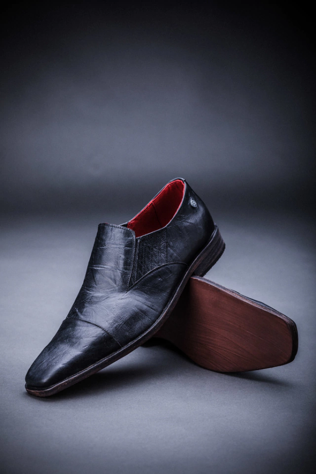 1031 Arrugado Negro zapato para hombre