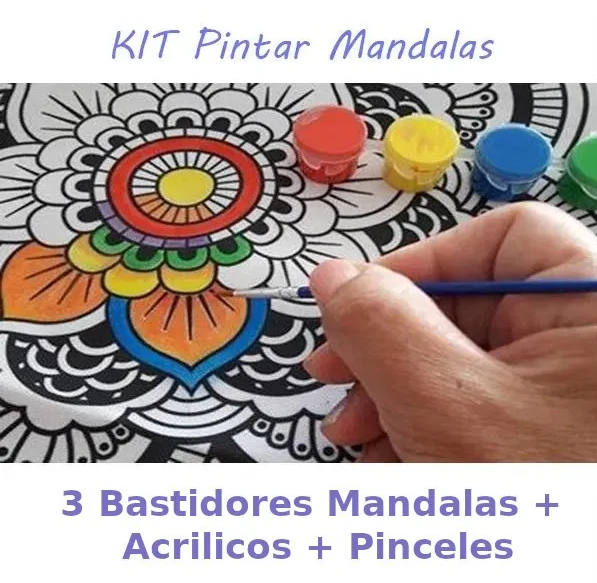 Kit Pintura Arte Mandalas Bastidores Acrilicos Pinceles