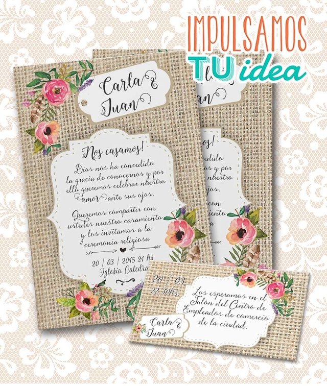 Invitación de Boda para imprimir - Tarjeta y Personal C y J