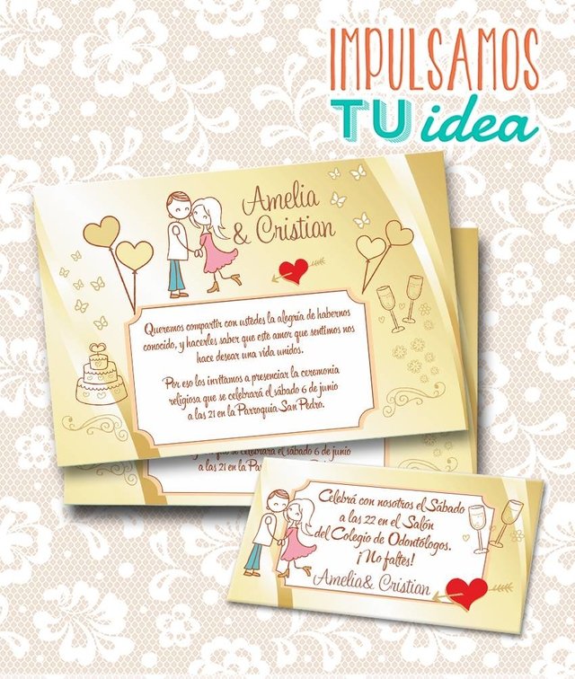 Tarjeta de Boda para imprimir - Invitación y Personal A y C