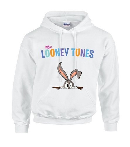 Sudadera Bugs Bunny Hoodie Blanco Econdido Looney Logo