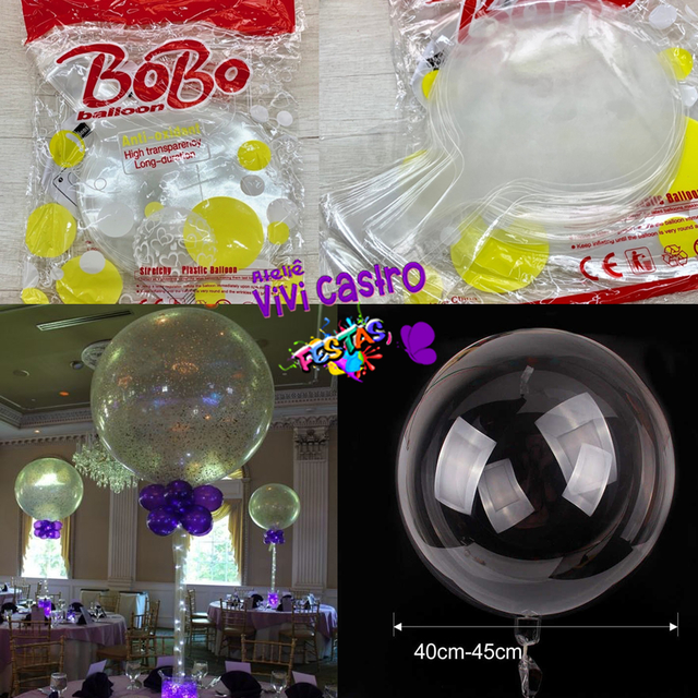 10 unid. - Balão Bubble Transparente 45cm - 18 Polegadas