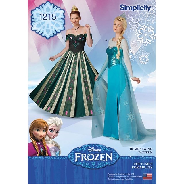 Set de Moldes Completo para Disfraz adulto de Elsa Frozen® Simplicity Talle  USA 6/12 EU 32/38
