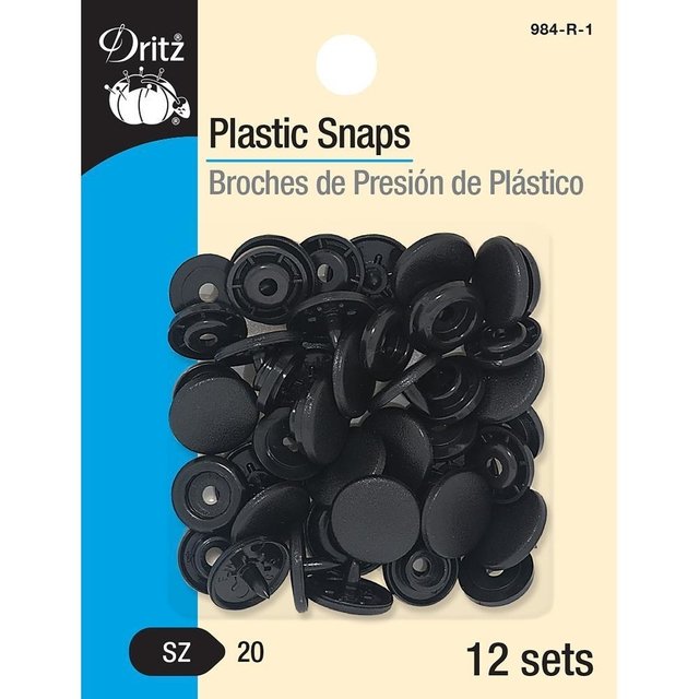 Broches presion de plastico 12 Negros Dritz