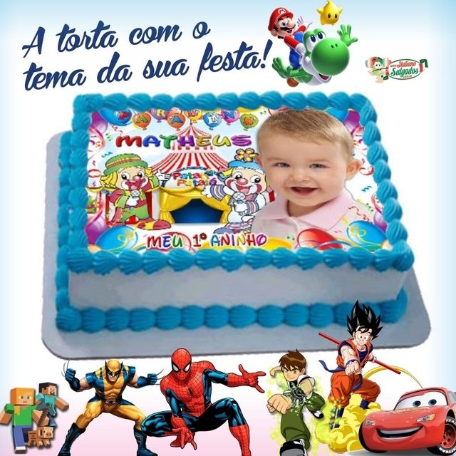 Bolo de Festa Infantil Masculino Vila Dila - Bolo de Festa de Aniversário  Infantil - Gerô Festas Salgados