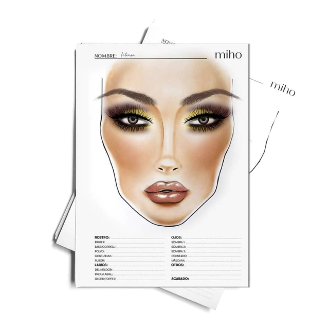 Pack de 20 Hojas Facechart Miho Cosmetics