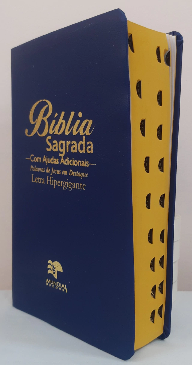 Bíblia sagrada letra hipergigante capa luxo azul escuro