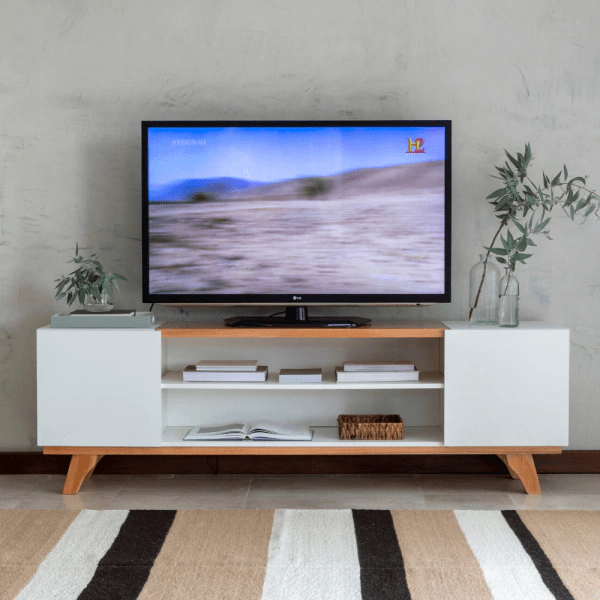 carta habilidad Económico Rack mueble tv madera 180cm Eucalipto - MÁS QUE SILLAS