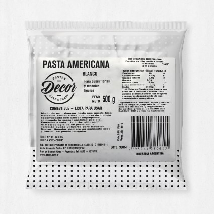 Pasta Americana Decor blanca x 500gr - La Fototorta