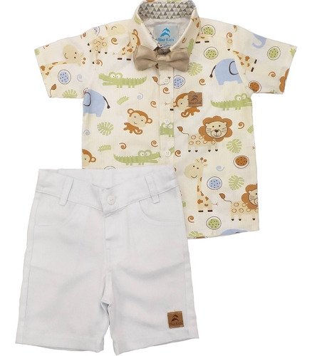 conjunto roupa social infantil safari masculina aniversario 1 ano