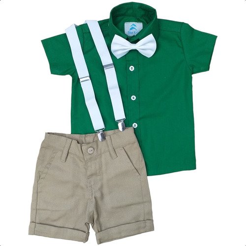 Conjuntos Roupa Social Infantil Camisa Verde