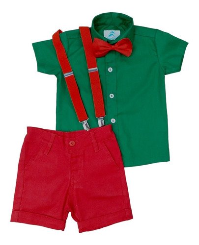 conjunto roupa infantil masculino bebe menino com camisa verde 1 ano