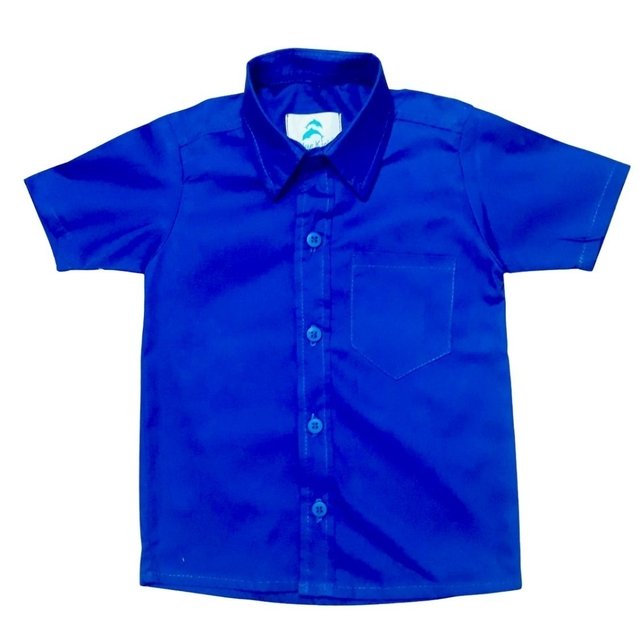 camisa social infantil masculina azul royal