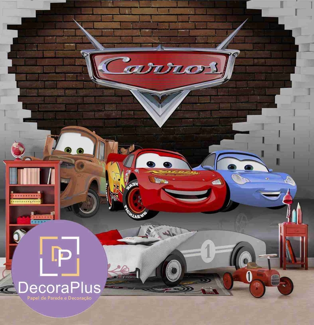 Papel de Parede Foto Mural Infantil Carros de Corrida