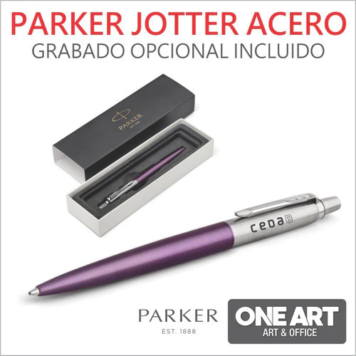 Boligrafo Parker Jotter Acero Violeta Claro + Grabado Inclui