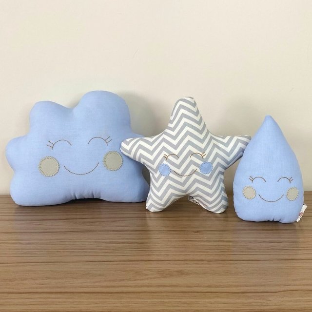 Almofadas para quarto de bebe - Nuvem, Estrela e Gota |Bichos da Arca